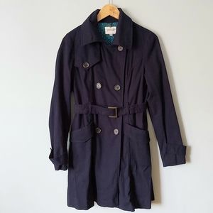 ✨Forever 21 Navy Blue Belted Double Breasted Spring Trench Coat